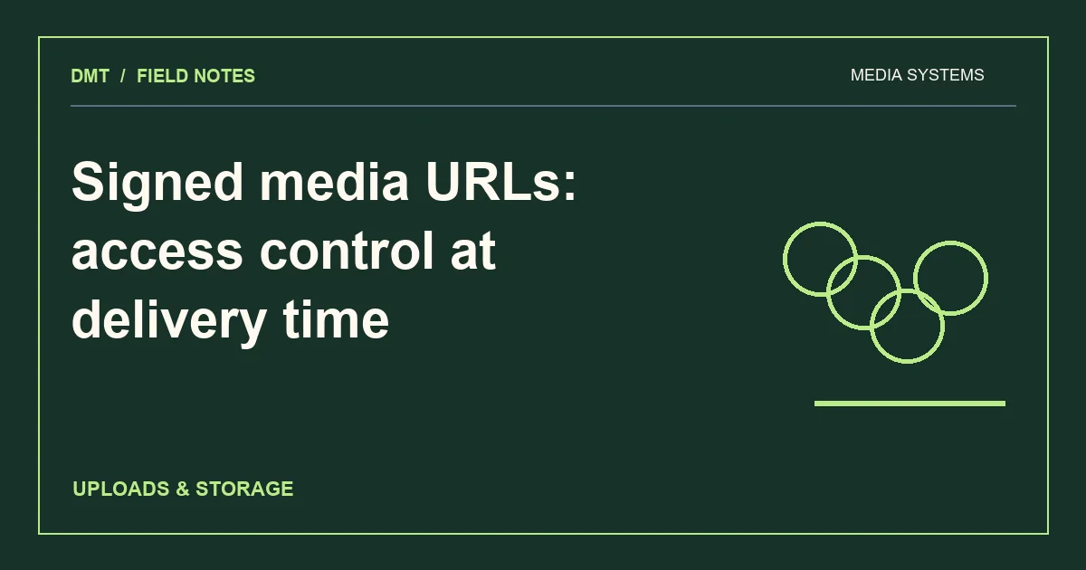 Signed media URLs: access control at delivery time